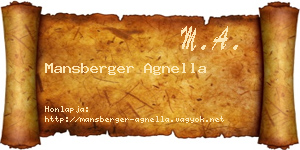 Mansberger Agnella névjegykártya